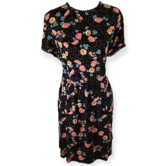 XHILARATION BLACK FLORAL DRESS SZ.L EUC - Picture 1 of 7
